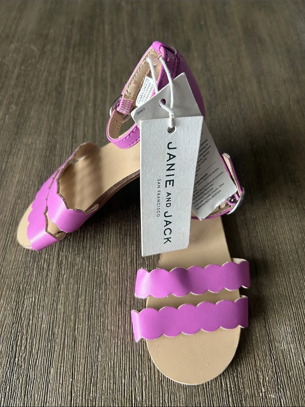 Janie and Jack Girls' Purple Scalloped Double Strap Sandals, Sz.6, Mew w/Tag.